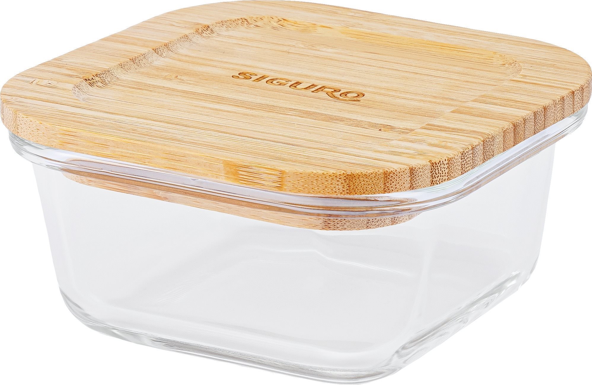 Siguro Glass Seal Bamboo élelmiszertároló edény 0,3 l, 6 x 11,5 x 11,5 cm