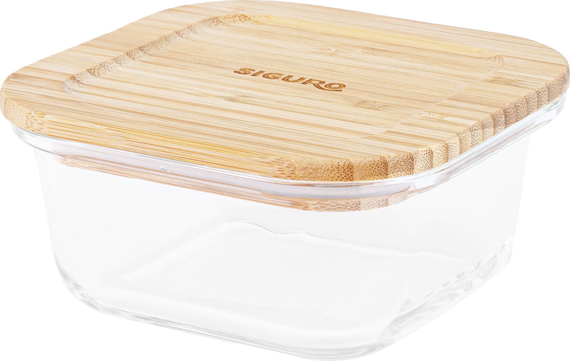 Siguro Glass Seal Bamboo élelmiszertároló edény 0,5 l, 6,5 x 13,5 x 13,5 cm
