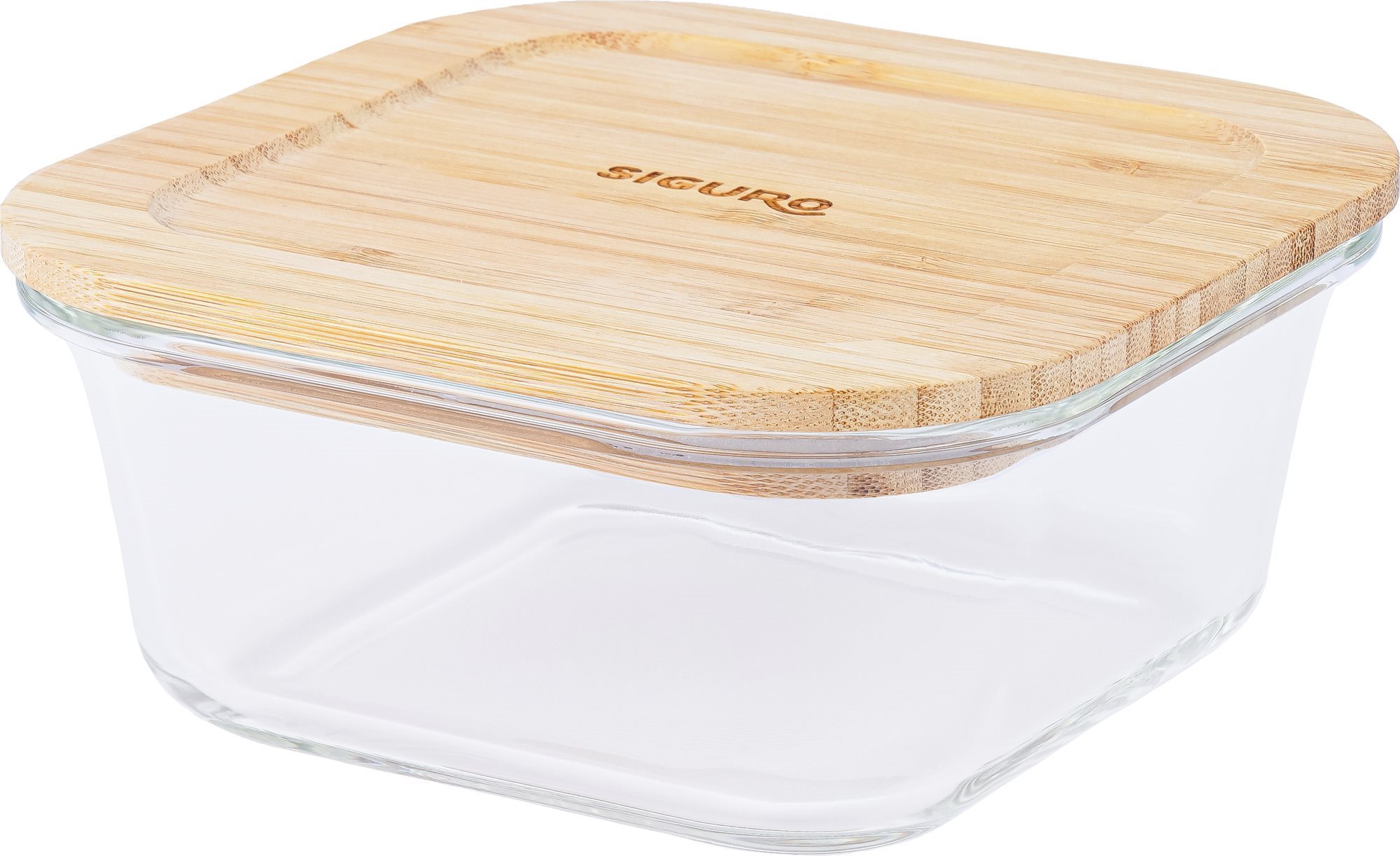 Siguro Glass Seal Bamboo élelmiszertároló edény 0,8 l, 7 x 15 x 15 cm