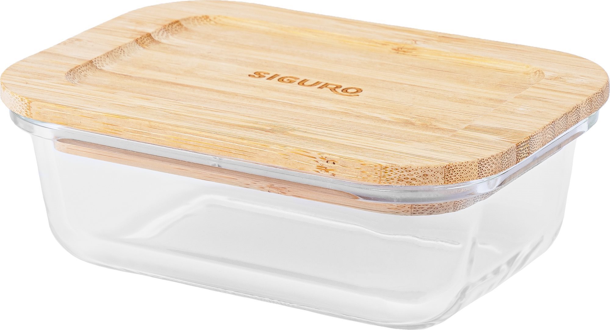 Siguro Glass Seal Bamboo élelmiszertároló edény 0,37 l, 5,5 x 14,5 x 10,5 cm
