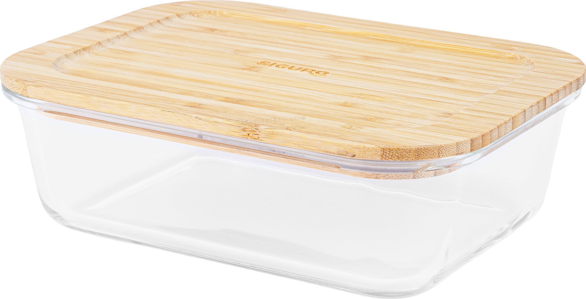 Siguro Glass Seal Bamboo élelmiszertároló edény 1,5 l, 7 x 22,5 x 17 cm