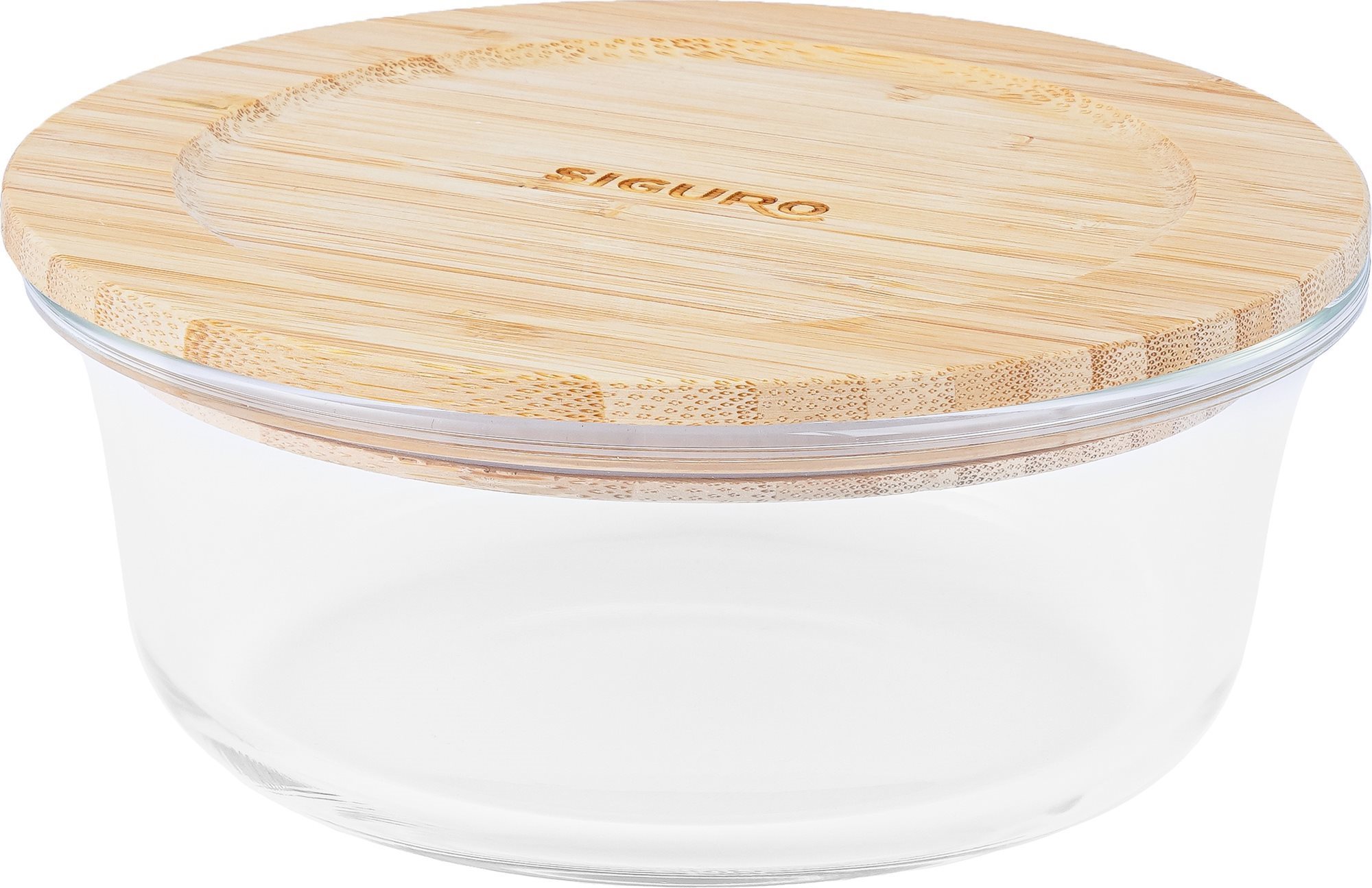 Siguro Glass Seal Bamboo élelmiszertároló edény 0,6 l, 6,5 x 15 x 15 cm