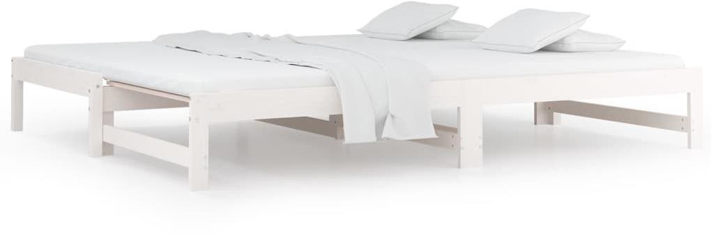 Shumee Výsuvná postel - bílá, 2 × (80 × 200) cm, masivní borovice