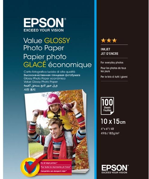 EPSON Value Glossy Photo Paper 10x15cm 100 lap
