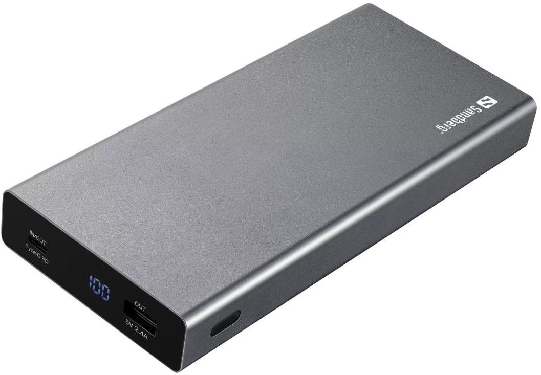 Power bank Sandberg Powerbank USB-C PD 100 W, 20000 mAh, fekete