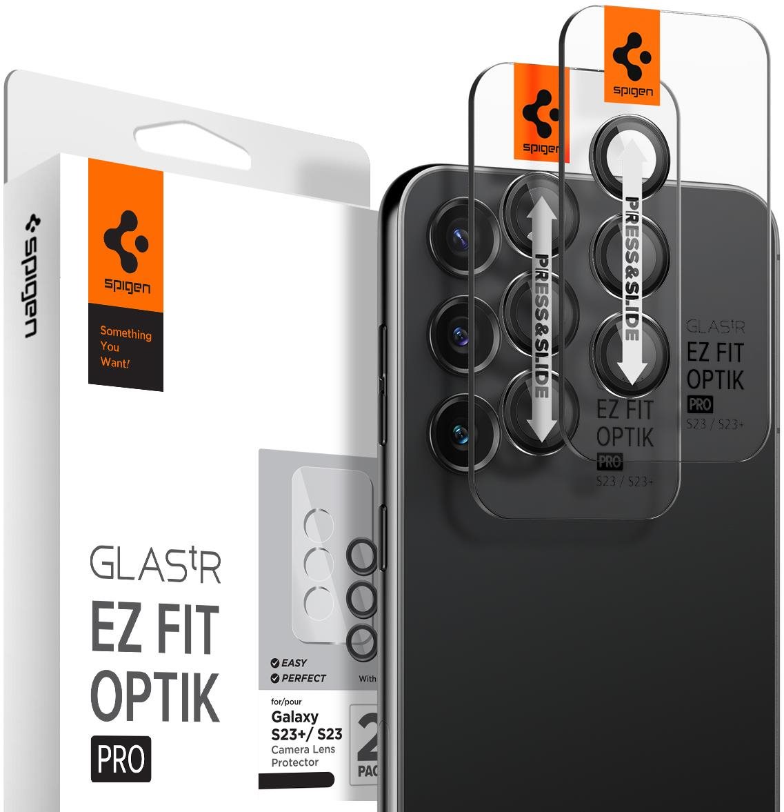 Spigen Glass EZ Fit Optik Pro 2 Pack Black Samsung Galaxy S23/S23+ üvegfólia