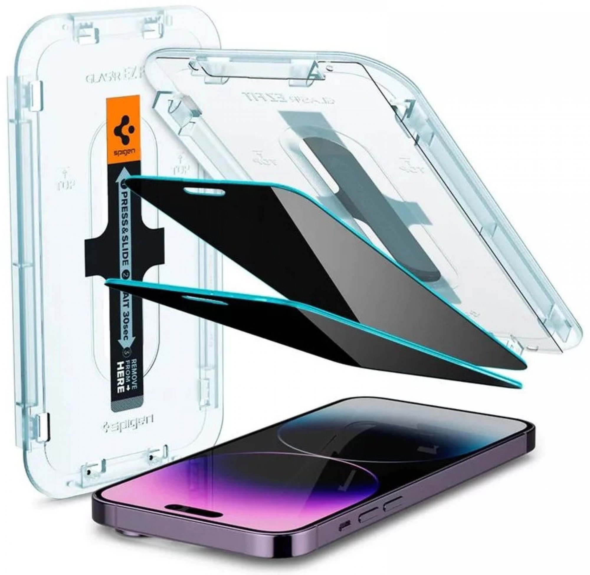 Spigen Glass EZ Fit Privacy 2 Pack iPhone 14 Pro üvegfólia