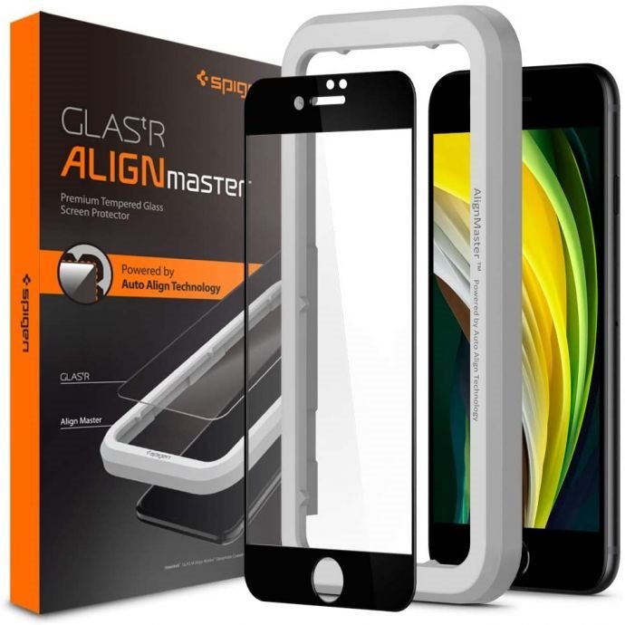 Spigen AlignMaster FC Black iPhone SE 2022/SE 2020/8/7 üvegfólia