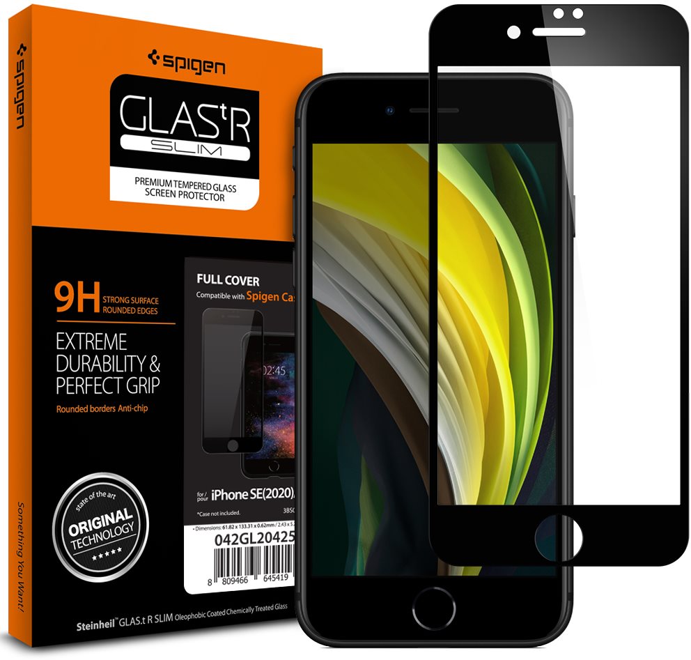 Spigen Glass FC HD Black iPhone SE 2022/SE 2020/8/7 üvegfólia