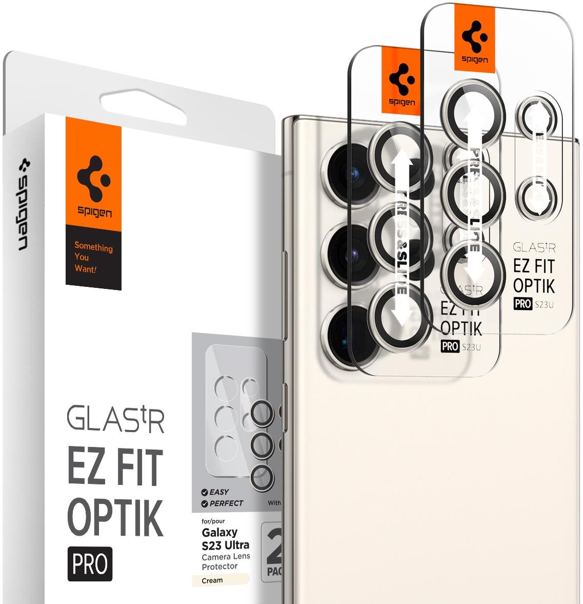 Spigen Glass EZ Fit Optik Pro 2 Pack Cream Samsung Galaxy S23 Ultra