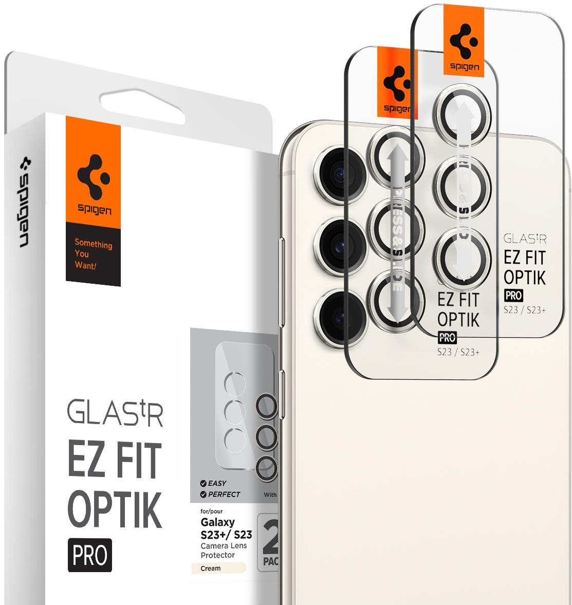 Spigen Glass EZ Fit Optik Pro 2 Pack Cream Samsung Galaxy S23/Galaxy S23+