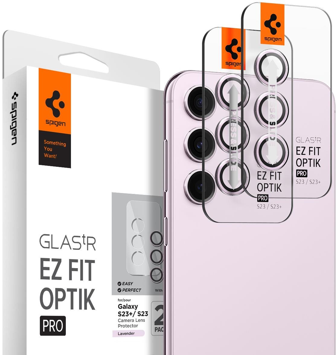 Spigen Glass EZ Fit Optik Pro 2 Pack Lavender Samsung Galaxy S23/Galaxy S23+