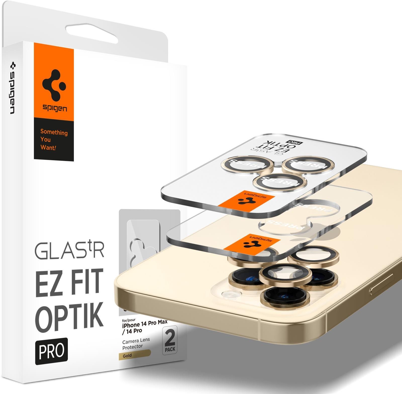 Spigen Glass EZ Fit Optik Pro 2 Pack Gold iPhone 14 Pro/iPhone 14 Pro Max