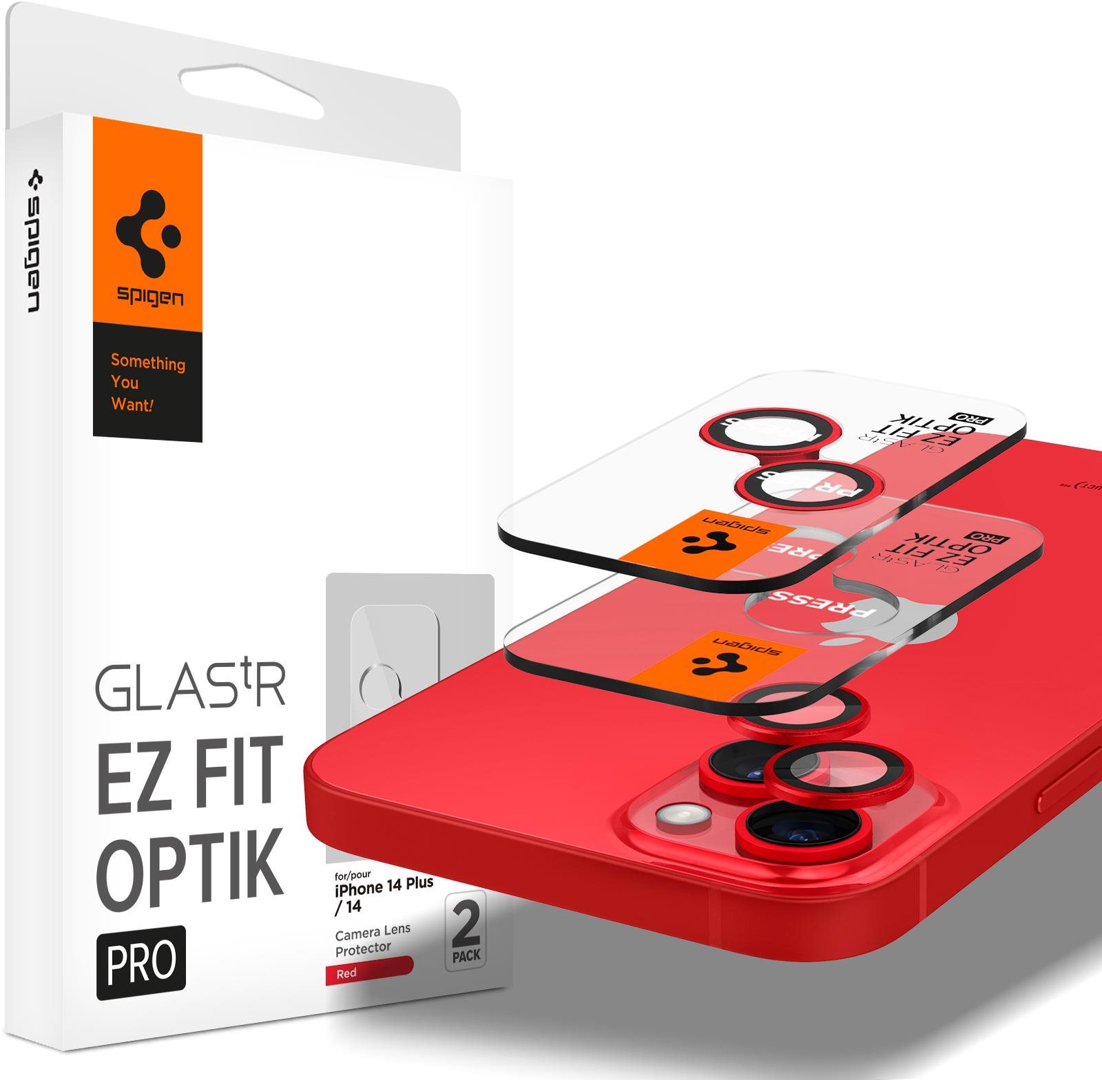 Spigen Glass EZ Fit Optik Pro 2 Pack Red iPhone 14/iPhone 14 Plus