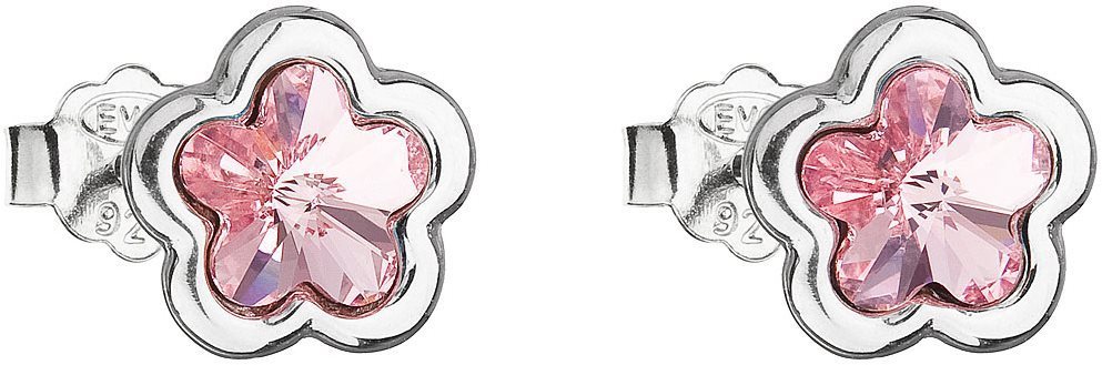 EVOLUTION GROUP 31255.3 lt. rose virágos fülbevaló Swarovski® kristályokkal dekorálva (Ag 925/1000, 1,1 g)