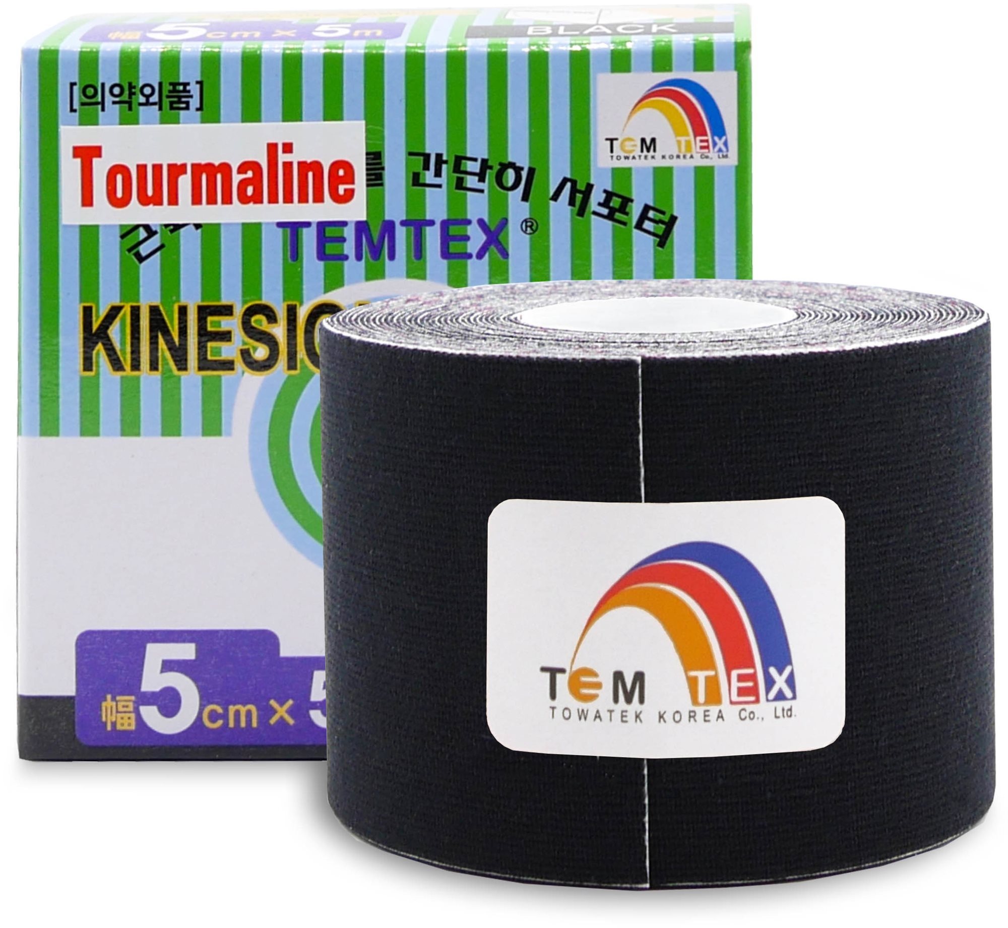 Temtex Tourmaline fekete 5 cm-es kineziológiai szalag