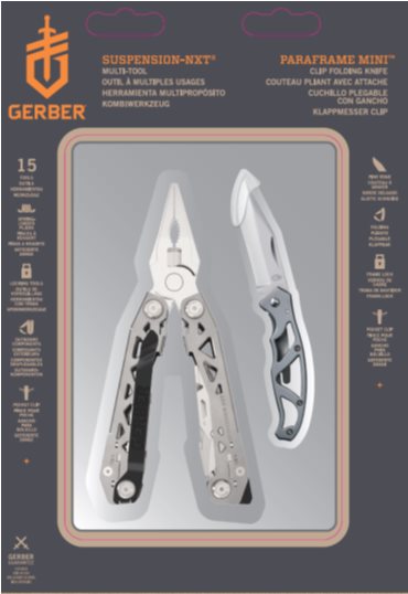 Gerber Suspension-NXT fogó készlet + Mini Paraframe kés, ajándékdoboz