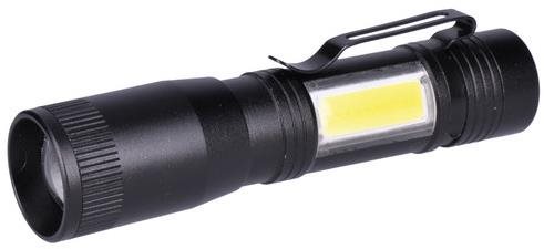 Solight LED fémlámpa 3W + COB, 150 + 60lm, AA, fekete
