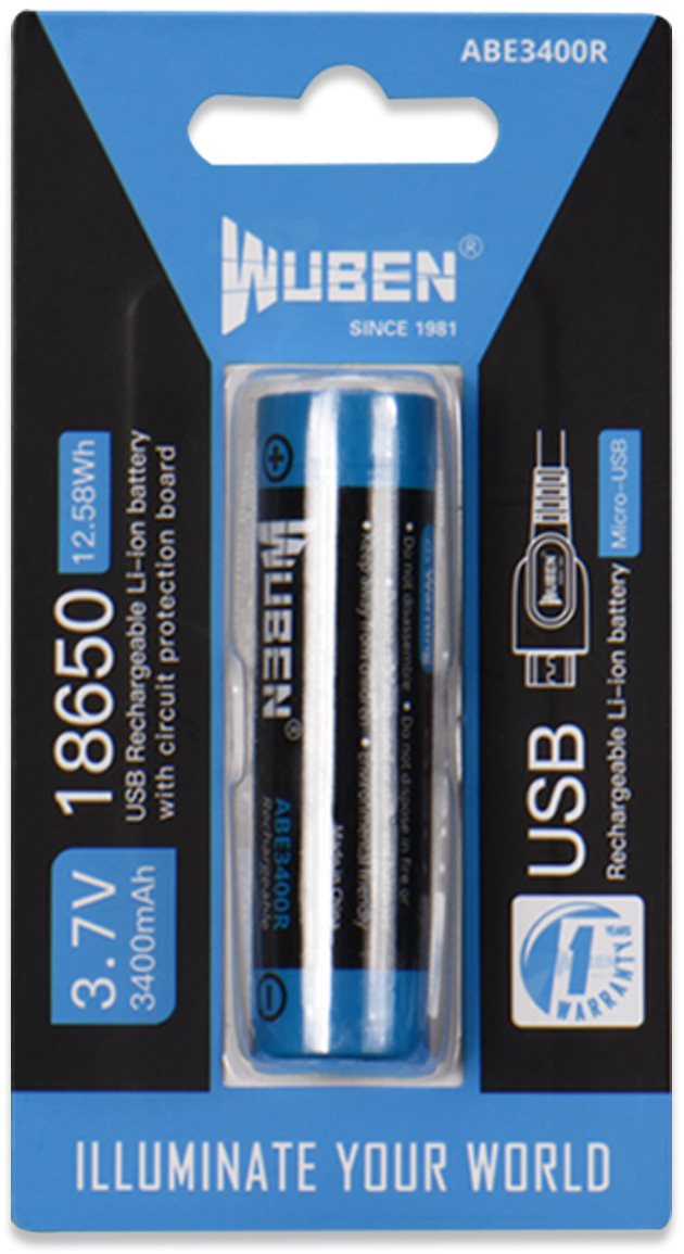 Wuben 18650 ABE3400R USB single