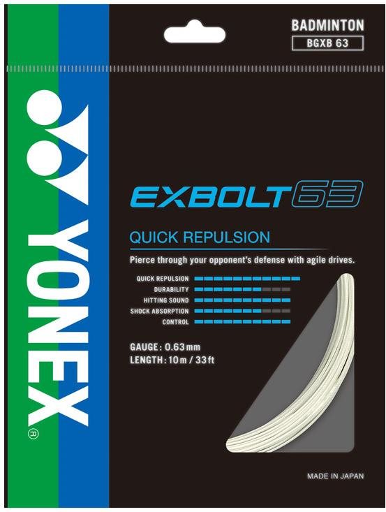 Yonex EXBOLT 63, 0,63 mm, 10 m, fehér