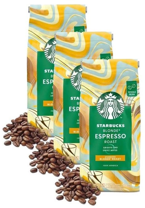 Starbucks® Blonde Espresso Roast, kávébab, 450g; 3x