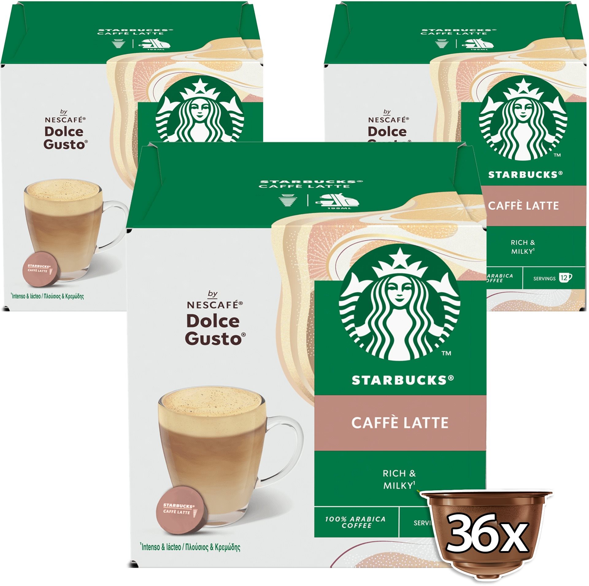 STARBUCKS® Caffe Latte by NESCAFE® DOLCE GUSTO® - 3x12 db csomag