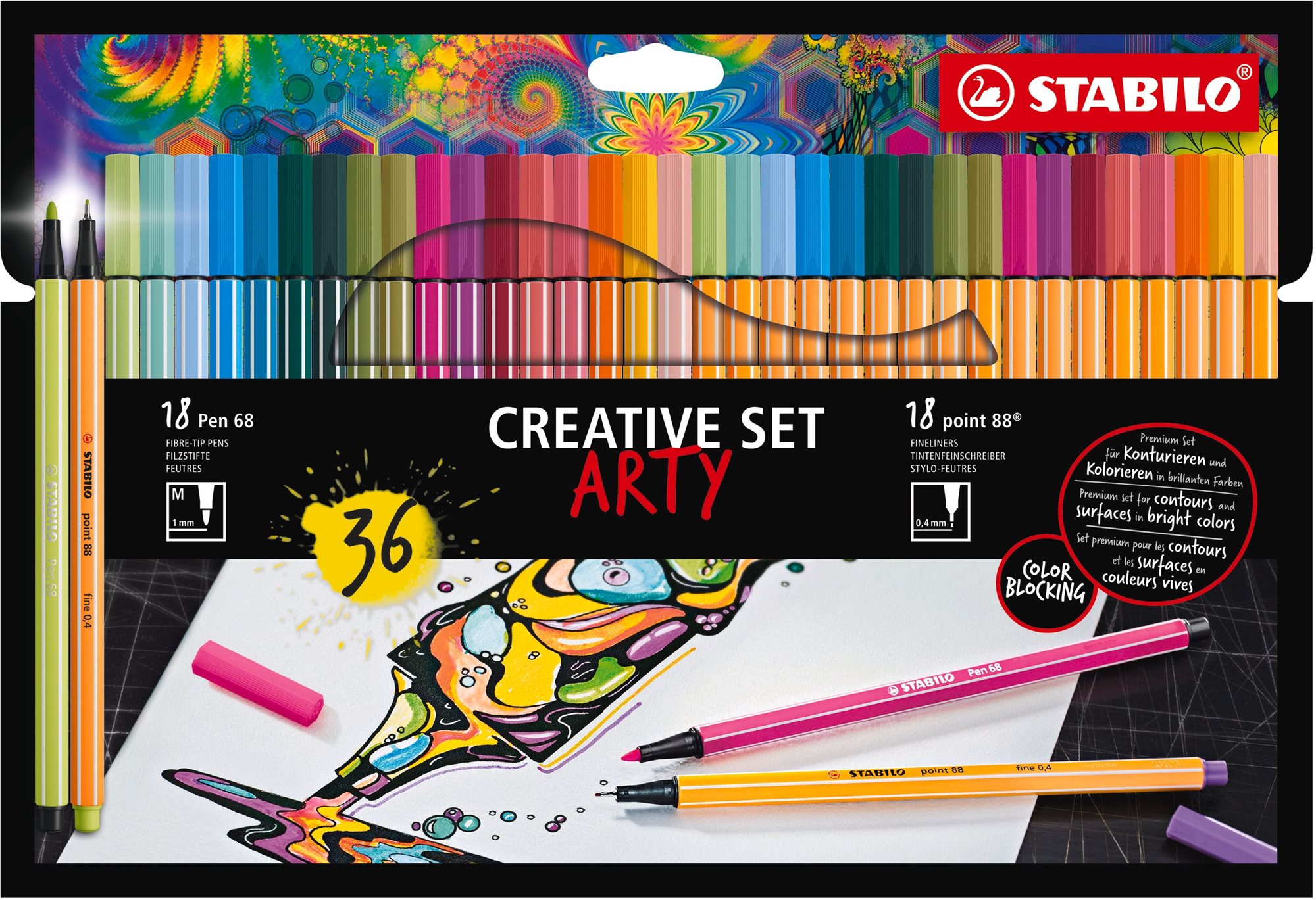 STABILO CREATIVE SET ARTY - Pen 68, point 88, tok, 36 db