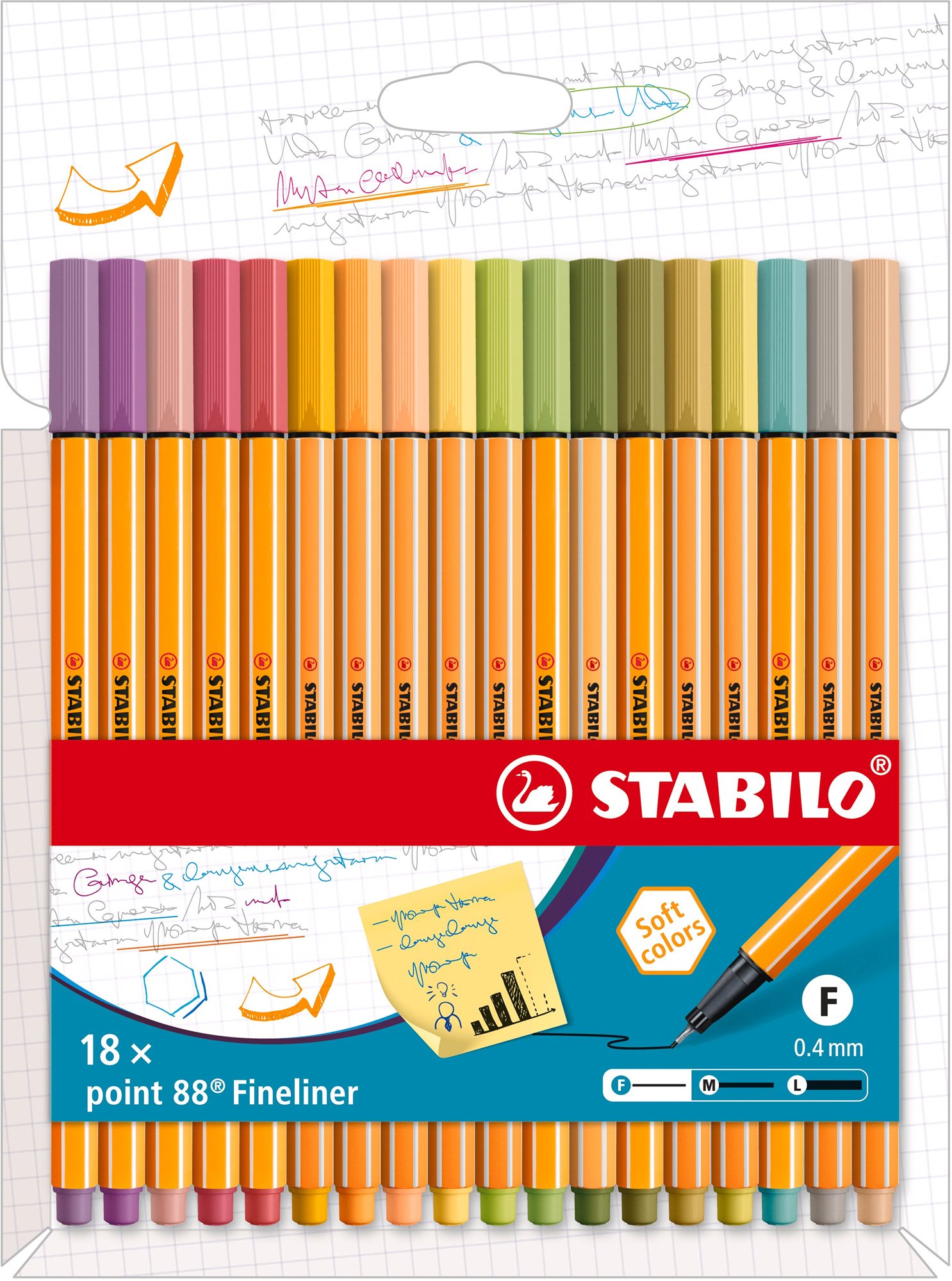 STABILO point 88, új színek, tok, 18 szín