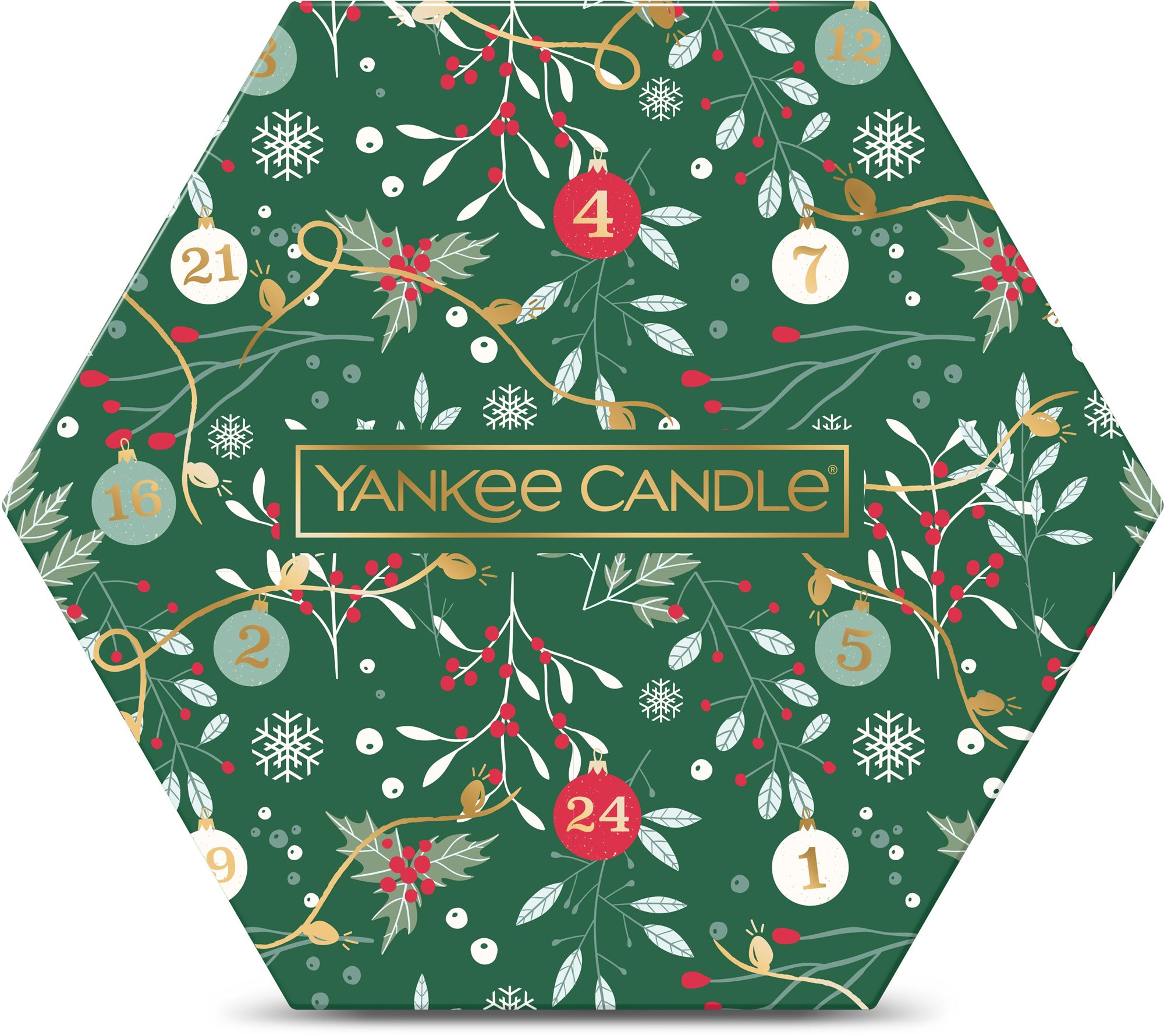 YANKEE CANDLE karácsonyi ajándék készlet 18× teafény és gyertyatartó