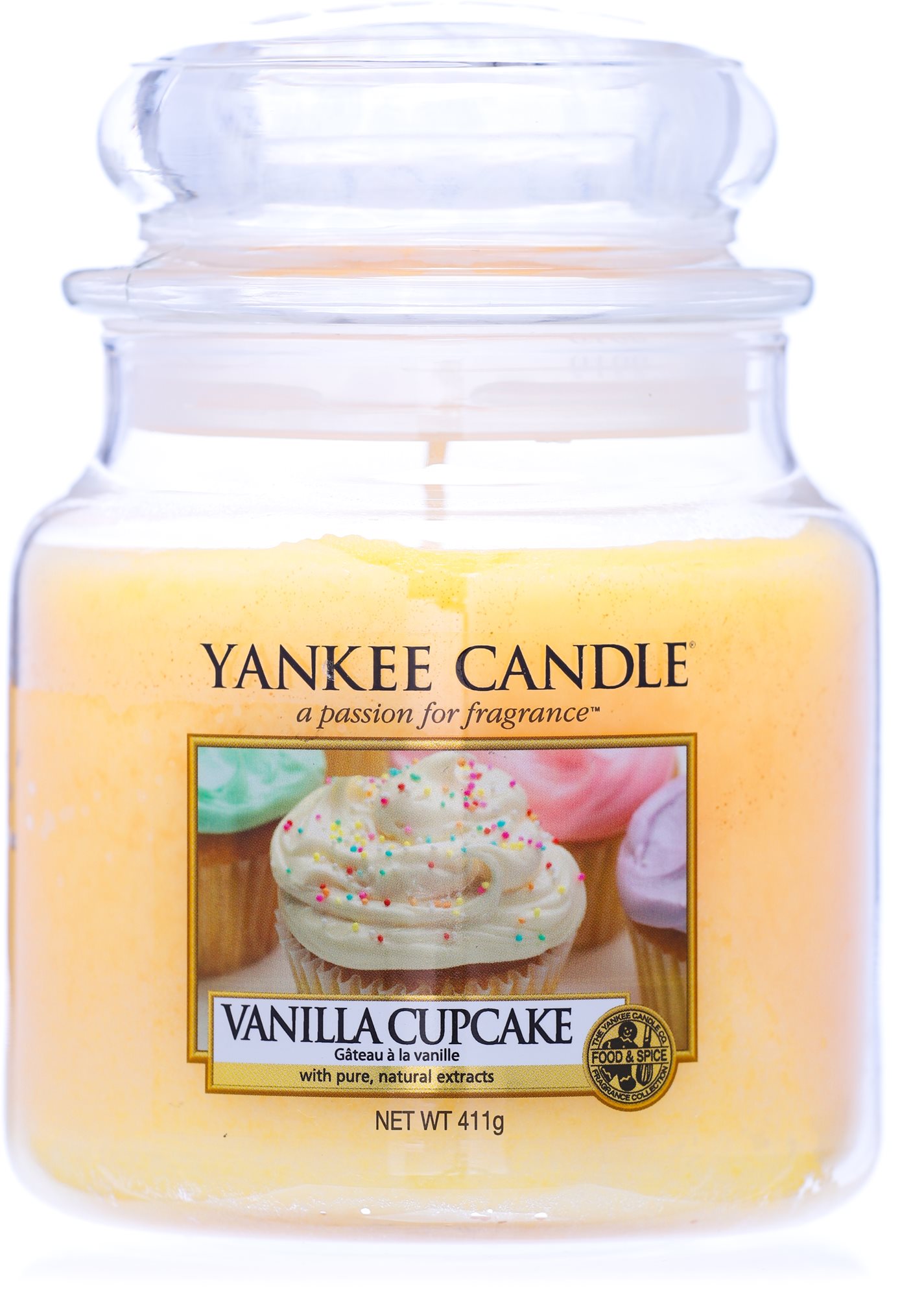 YANKEE CANDLE Classic Vanilla Cupcake, közepes méretű, 411 gramm