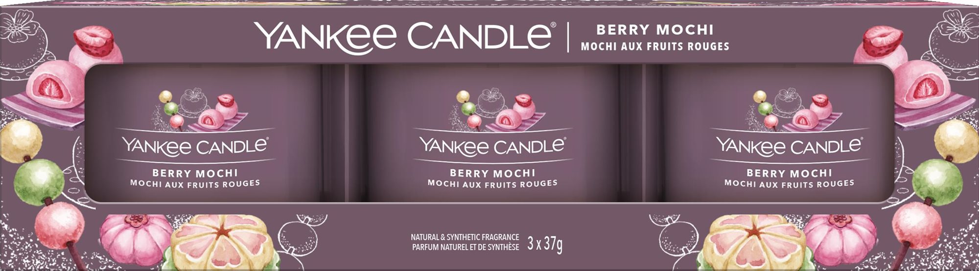 YANKEE CANDLE Berry Mochi Set Sampler 3× 37 g