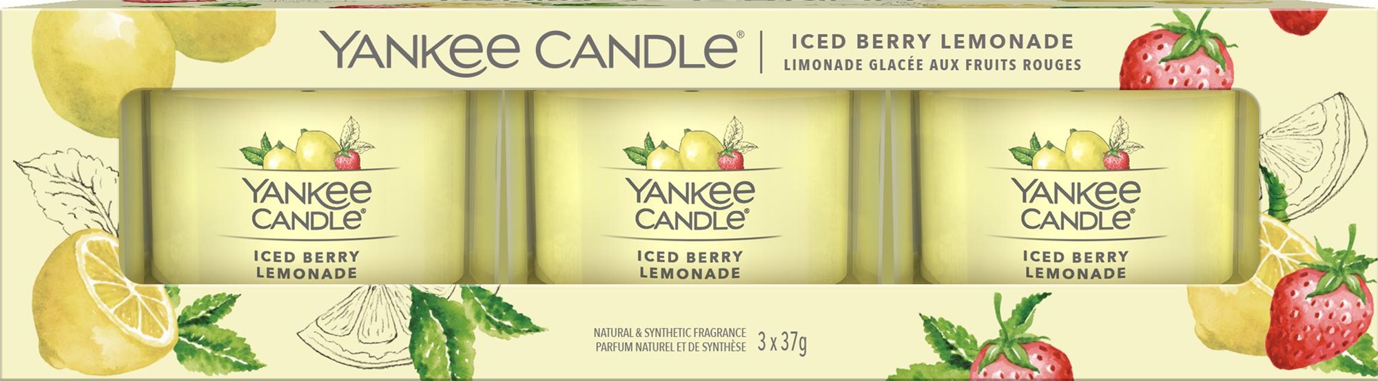 YANKEE CANDLE Iced Berry Lemonade Set Sampler 3× 37 g