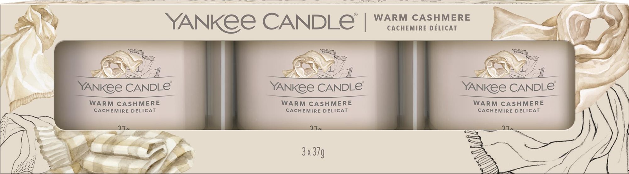YANKEE CANDLE Set Warm Cashmere Sampler 3× 37 g