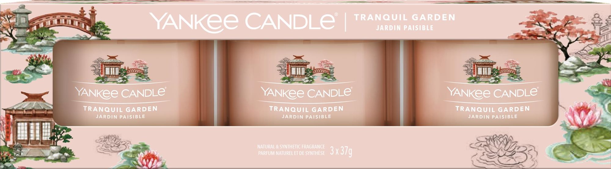 YANKEE CANDLE Tranquil Garden Set Sampler 3× 37 g