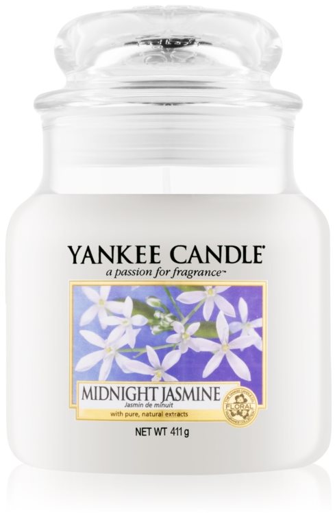 YANKEE CANDLE Classic Midnight Jasmine, közepes méretű, 411 gramm