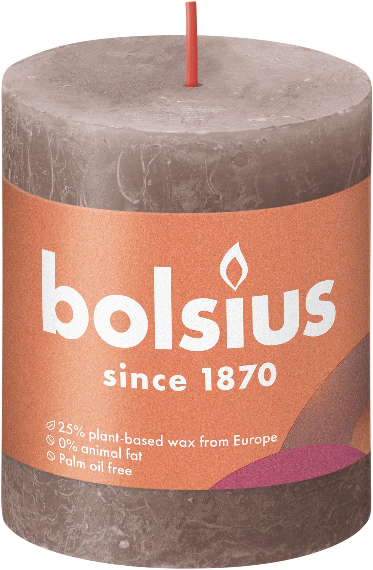 BOLSIUS rusztikus gyertya, taupe 80 × 68 mm