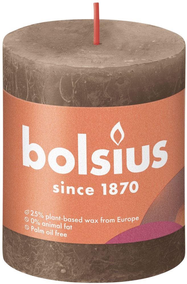 BOLSIUS rusztikus gyertya szarvasbőr barna 80 × 68 mm
