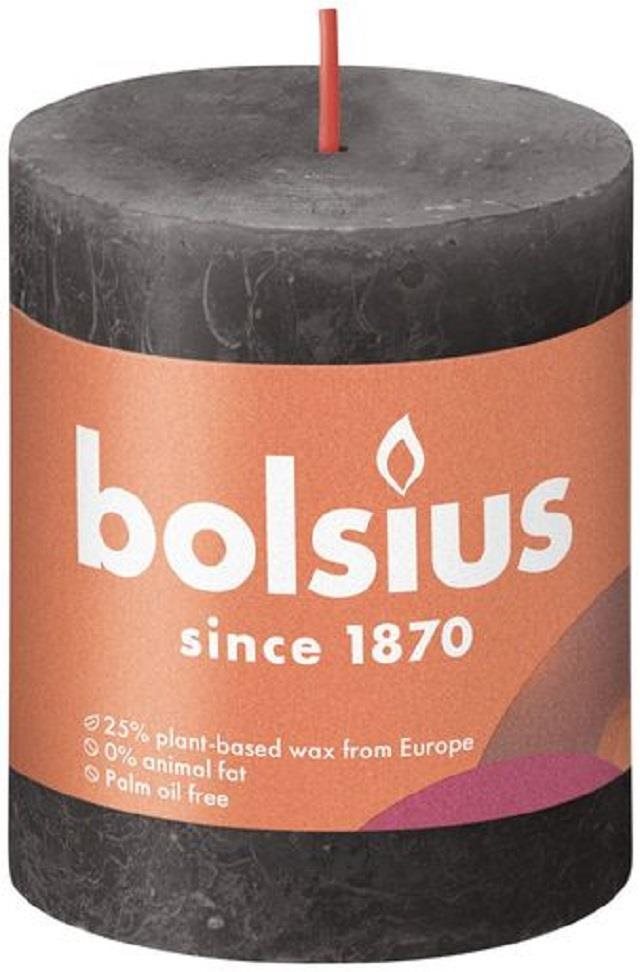 BOLSIUS rusztikus gyertya viharszürke, 80 × 68 mm