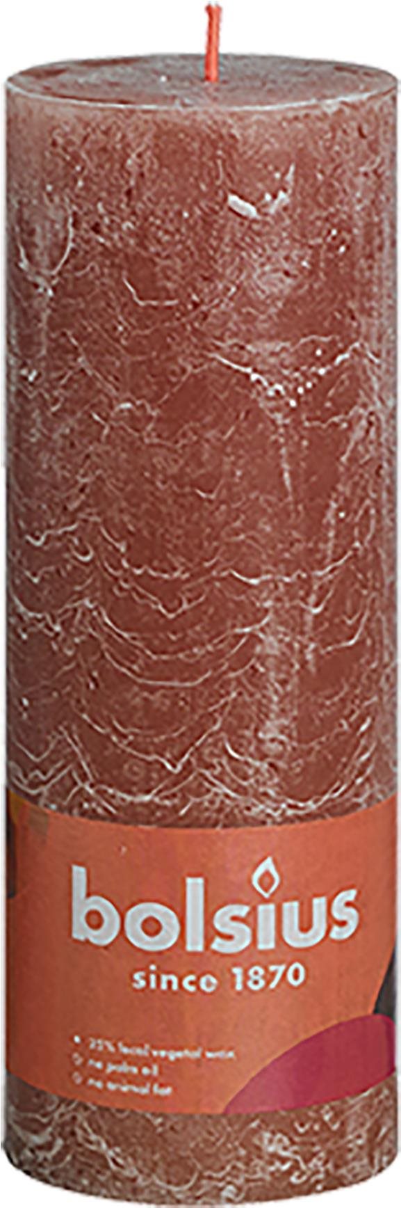 BOLSIUS rusztikus oszlop, szarvasbőr barna 190 × 68 mm
