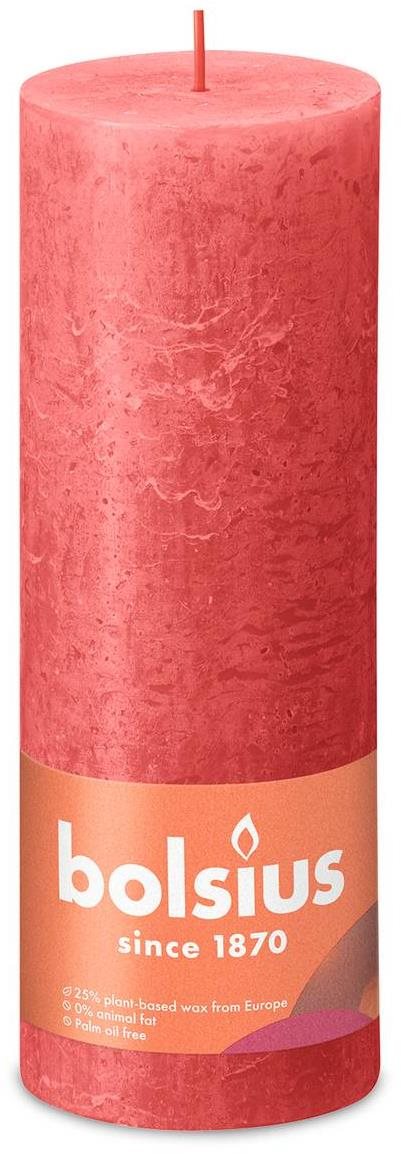 BOLSIUS rusztikus oszlop, virágos rózsaszín 190 × 68 mm