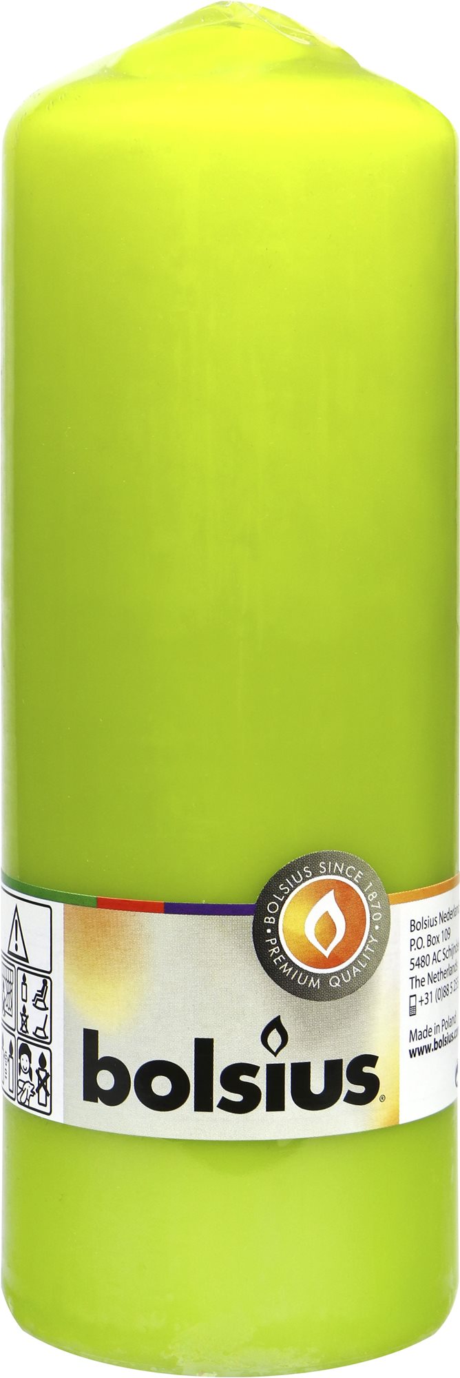 BOLSIUS klasszikus gyertya, világoszöld 200 × 68 mm