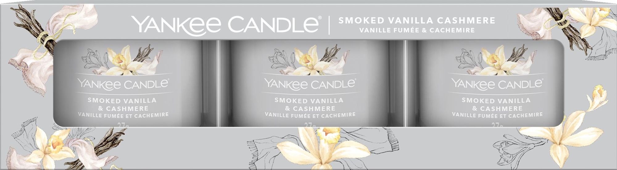 YANKEE CANDLE Smoked Vanilla & Cashmere 3× 37 g