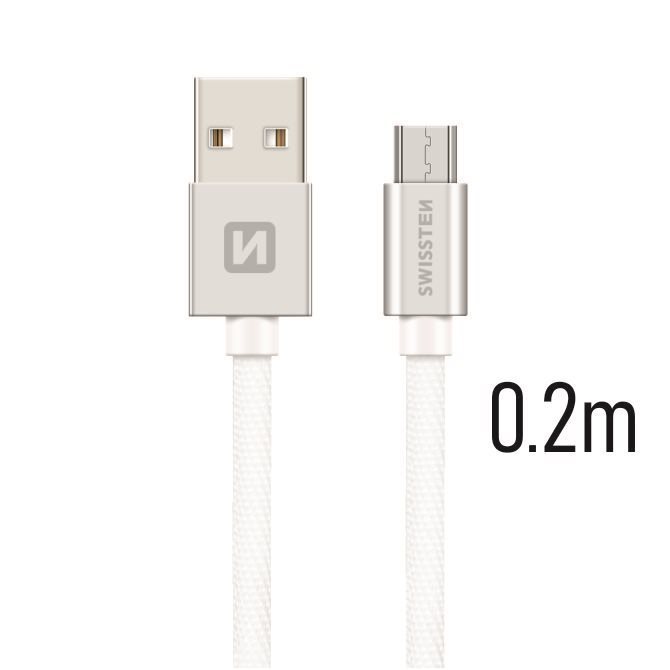 Adatkábel Swissten micro USB 0,2m, ezüst
