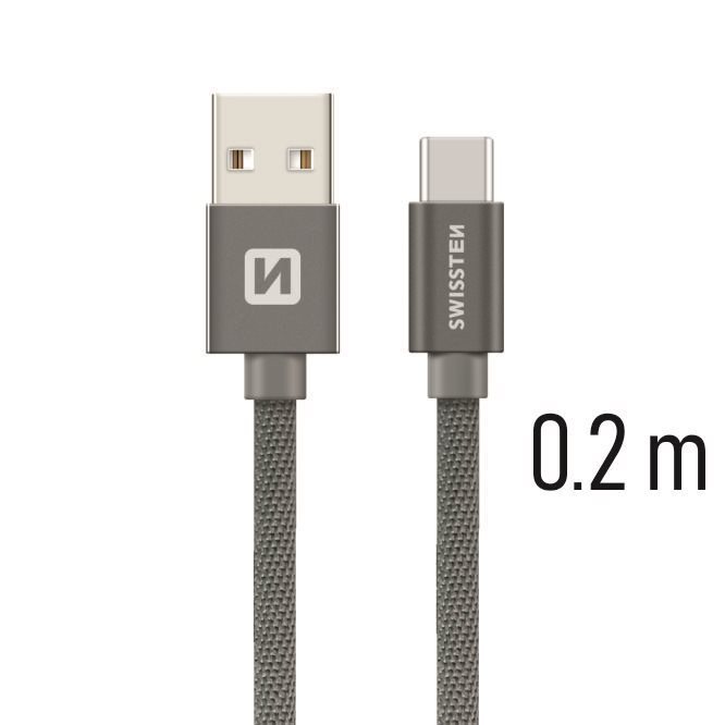 Swissten USB-C 0,2m, szürke
