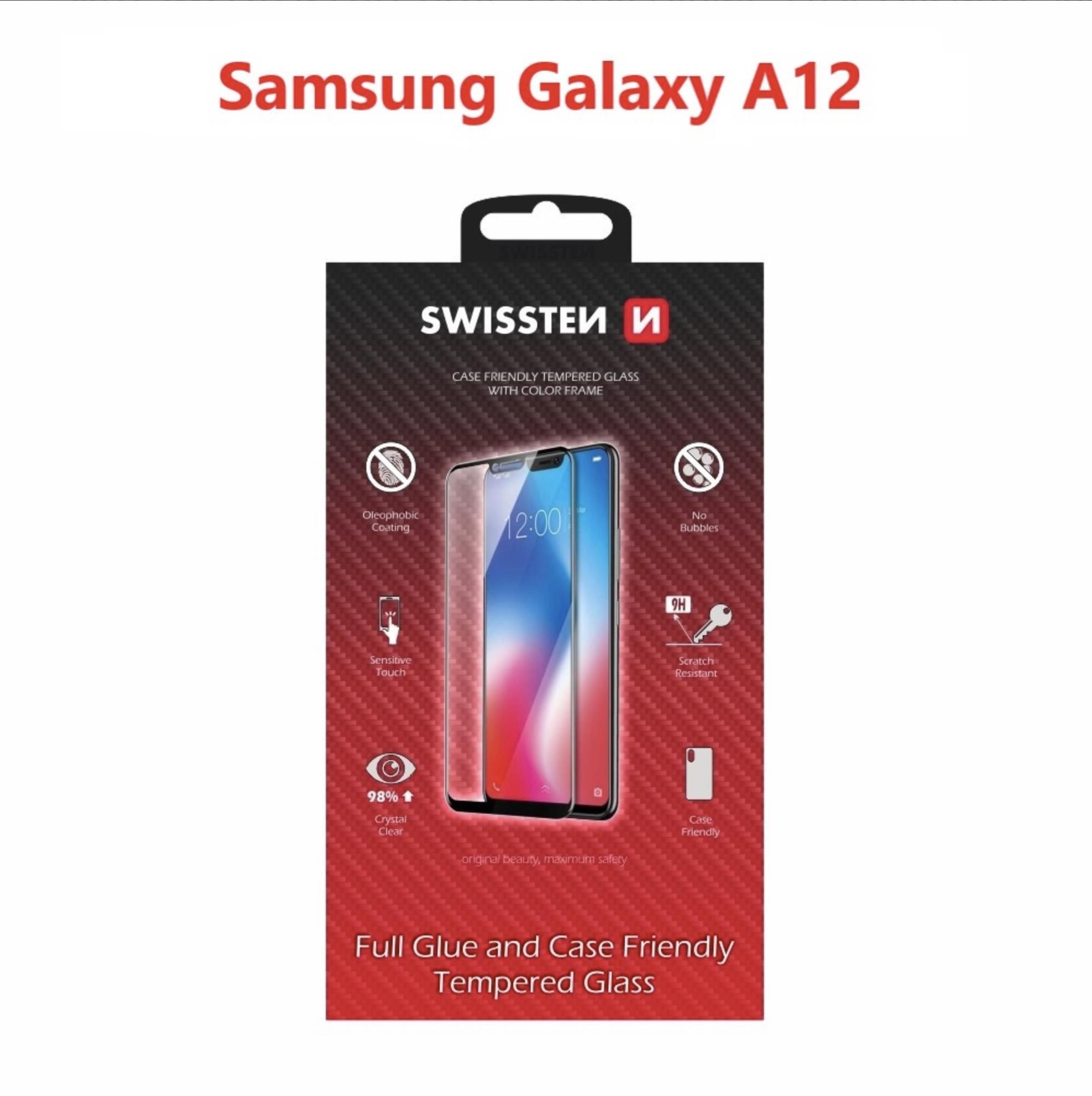 Swissten Case Friendly Samsung Galaxy A12 üvegfólia - fekete