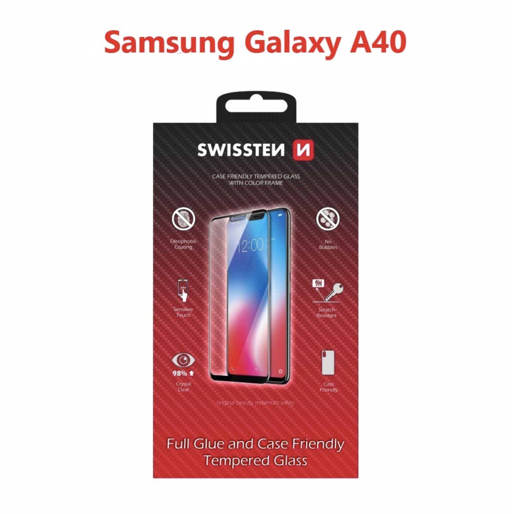 Swissten Case Friendly Samsung Galaxy A40 üvegfólia - fekete
