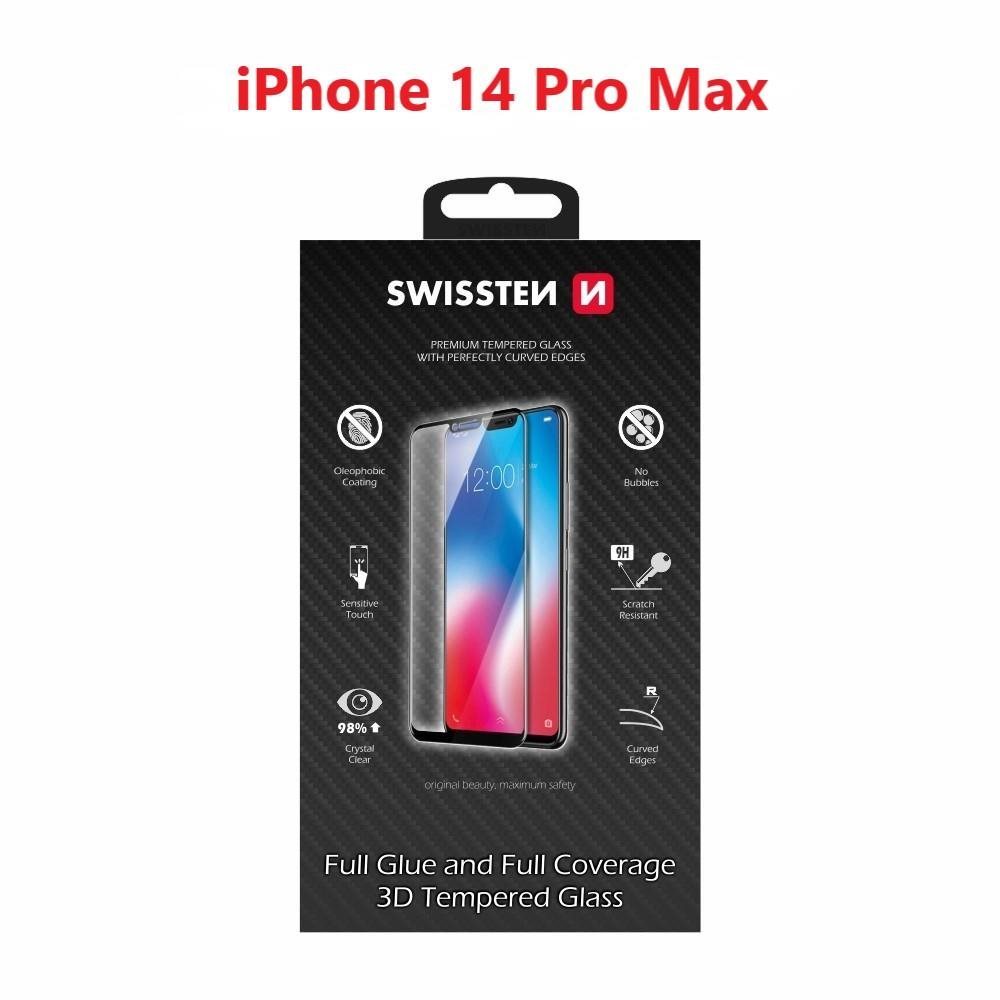 Swissten Full Glue Apple iPhone 14 Pro Max 3D üvegfólia - fekete