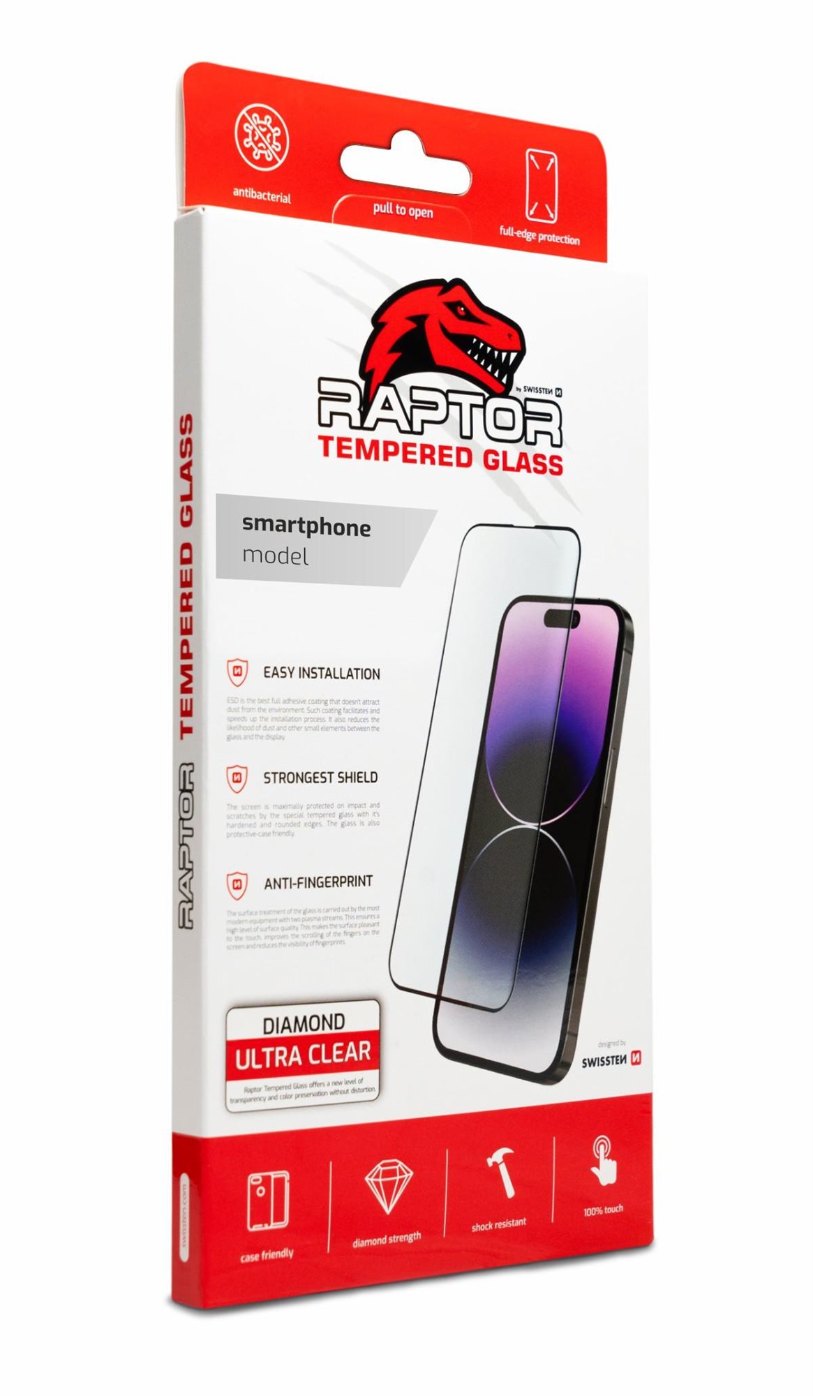 Üvegfólia Swissten Raptor Diamond Ultra Clear Apple iPhone 12/12 Pro 3D üvegfólia - fekete