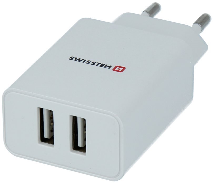 Swissten SMART IC 2.1A töltőfej + 1,2m micro USB kábel - fehér