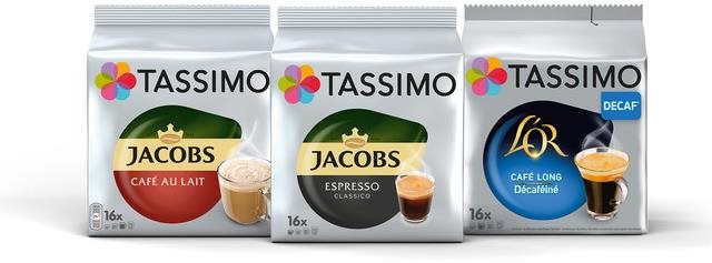 Kávékapszula Tassimo PACK Alza - Au Lait, Espresso, Decaf